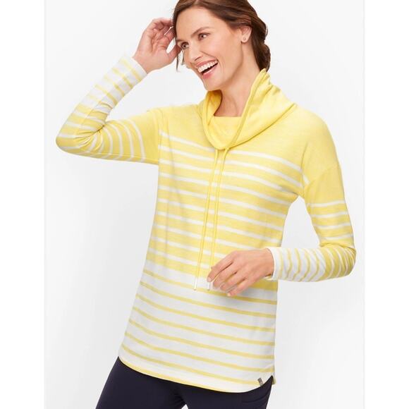 Talbots Tops - T By Talbots Butter Yellow Petite 1X Stripe Cowlneck Sweatshirt Beach Cape Shore